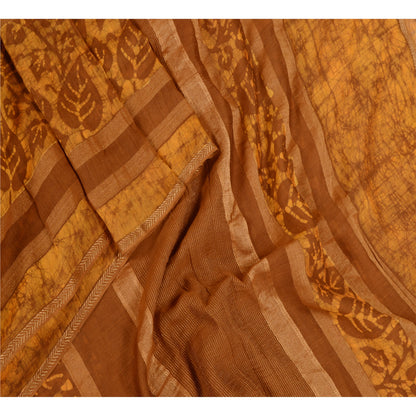 Sanskriti Vintage Dupatta Long Stole Pure Cotton Brown Hijab Batik Work Scarves
