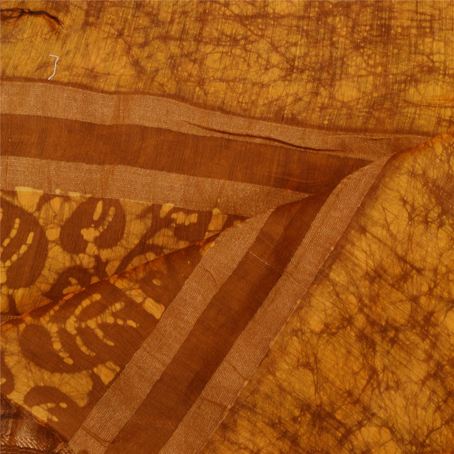 Sanskriti Vintage Dupatta Long Stole Pure Cotton Brown Hijab Batik Work Scarves