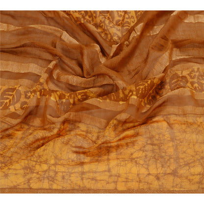 Sanskriti Vintage Dupatta Long Stole Pure Cotton Brown Hijab Batik Work Scarves