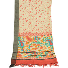 Load image into Gallery viewer, Sanskriti Vintage Dupatta Long Stole Woolen Ivory Scarves Printed Soft Hijab
