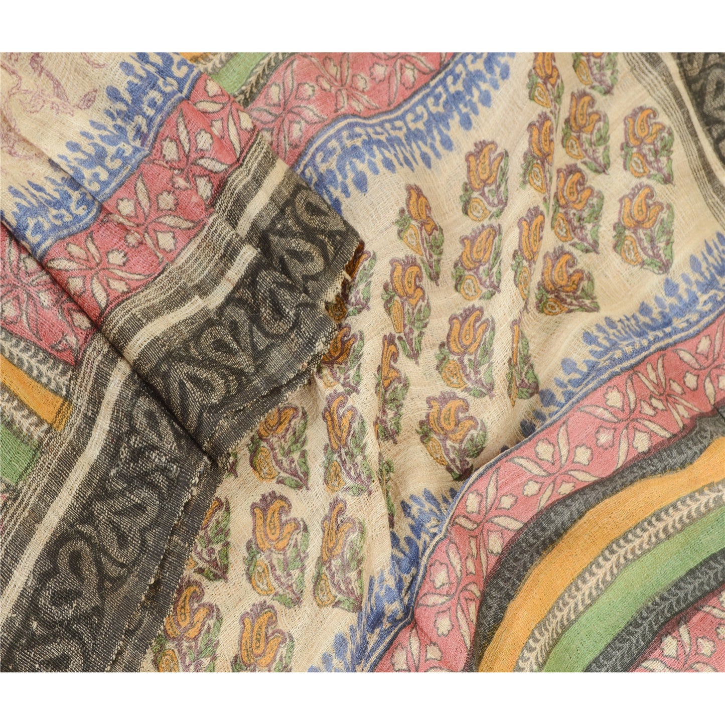 Sanskriti Vintage Dupatta Lange Stole Håndvævede Trykte Wrap Hijab Tørklæder