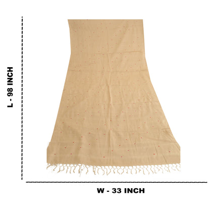 Sanskriti Vintage Dupatta Long Stole Pure Silk Ivory Hijab Embroidered Scarves