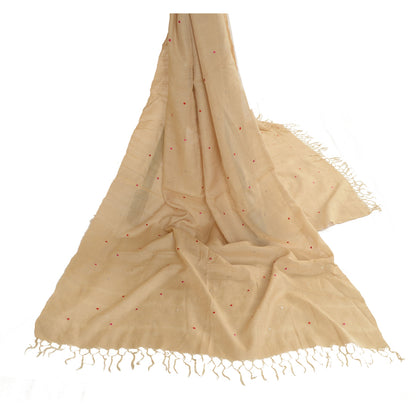 Sanskriti Vintage Dupatta Long Stole Pure Silk Ivory Hijab Embroidered Scarves