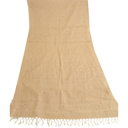 Sanskriti Vintage Dupatta Long Stole Pure Silk Ivory Hijab Embroidered Scarves