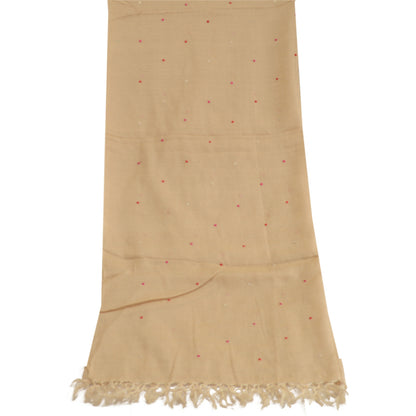 Sanskriti Vintage Dupatta Long Stole Pure Silk Ivory Hijab Embroidered Scarves