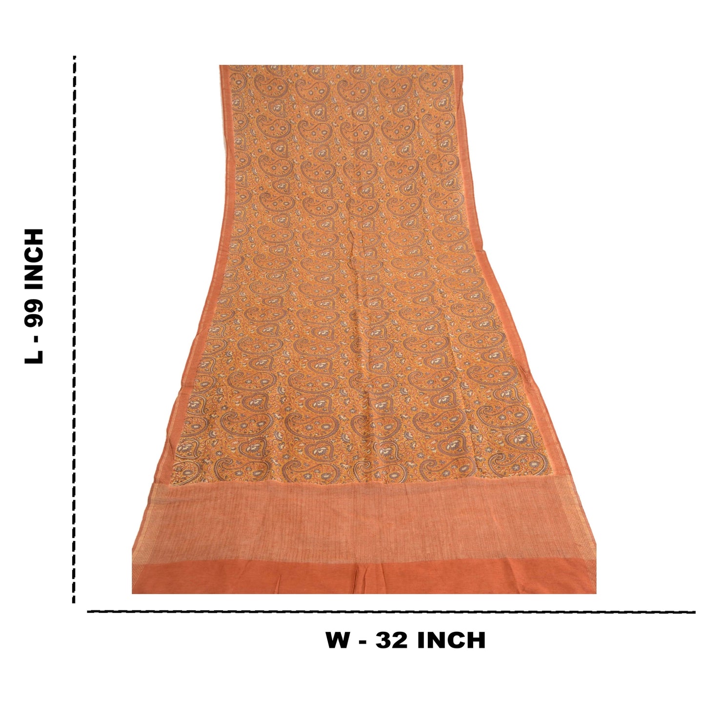 Sanskriti Vintage Dupatta Long Stole 100% Pure Silk Brown Shawl Printed Hijab