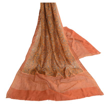 Load image into Gallery viewer, Sanskriti Vintage Dupatta Long Stole 100% Pure Silk Brown Shawl Printed Hijab
