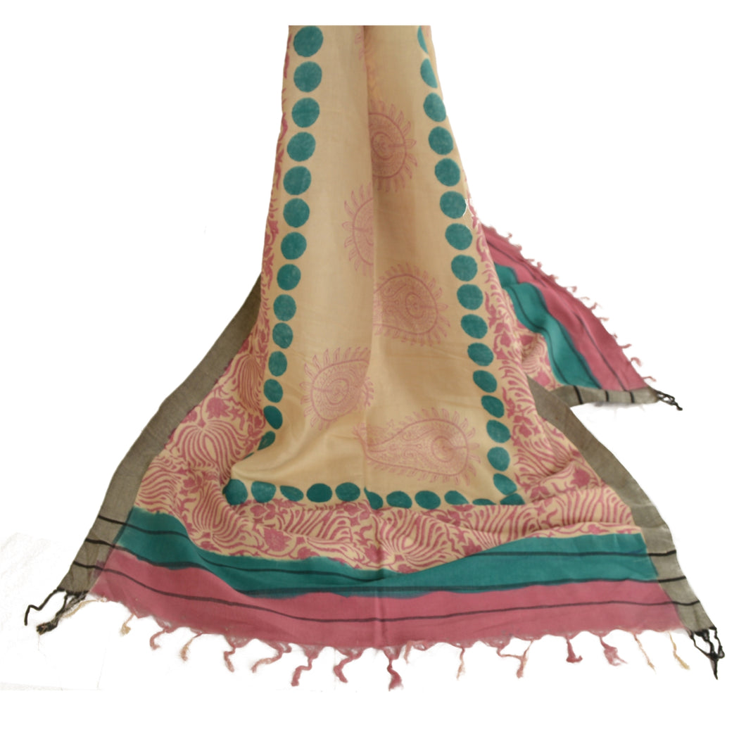 Sanskriti Vintage Dupatta Long Stole Pure Woolen Shawl Hand-Painted Wrap Hijab