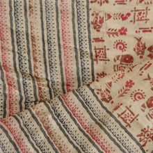 Load image into Gallery viewer, Sanskriti Vintage Dupatta Long Stole Pure Silk Ivory Shawl Printed Wrap Hijab
