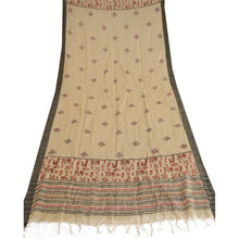 Load image into Gallery viewer, Sanskriti Vintage Dupatta Long Stole Pure Silk Ivory Shawl Printed Wrap Hijab
