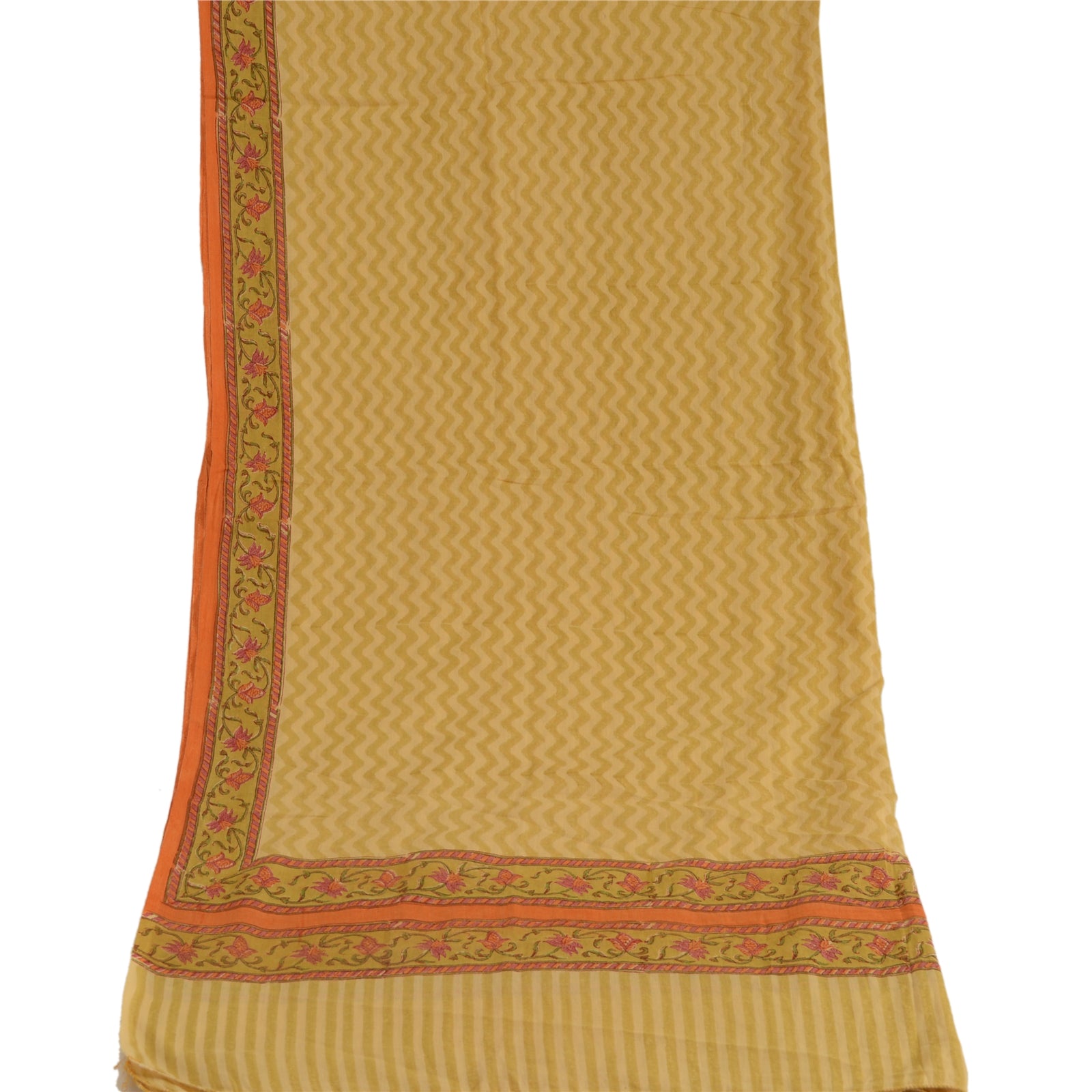 Sanskriti Vintage Dupatta Long Scarf Pure Cotton Cream Hand Block Printed Veil upcycled Textile Scraps Used Neckscarf Long Headscarf