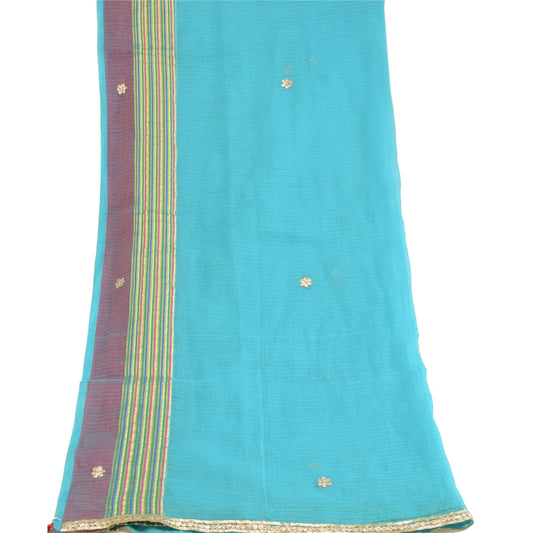 Sanskriti Vintage Dupatta Long Stole Cotton Kota Blue Hijab Gota Patti Shawl