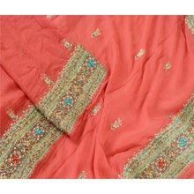 Load image into Gallery viewer, Sanskriti Vintage Dupatta Long Stole Georgette Peach Hand Beaded Wrap Scarves

