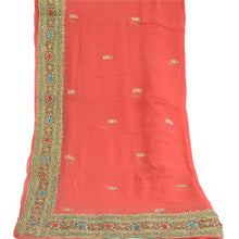 Load image into Gallery viewer, Sanskriti Vintage Dupatta Long Stole Georgette Peach Hand Beaded Wrap Scarves
