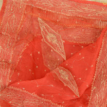 Load image into Gallery viewer, Sanskriti Vintage Dupatta Long Stole Pure Chiffon Silk Red Hand Beaded Veil
