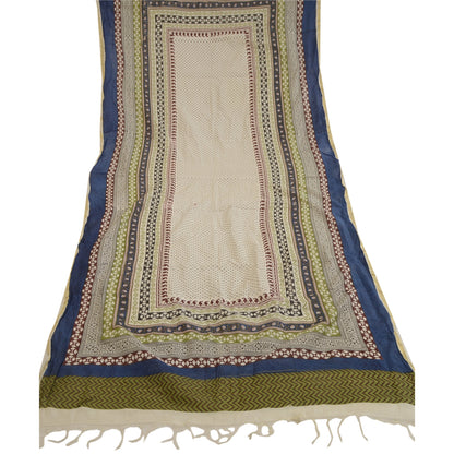 Sanskriti Vintage Dupatta Long Stole Cotton Hijab Ivory Printed Wrap Scarves