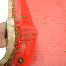 Load image into Gallery viewer, Sanskriti Vintage Dupatta Long Stole Pure Chiffon Silk Red Hand Beaded Scarves

