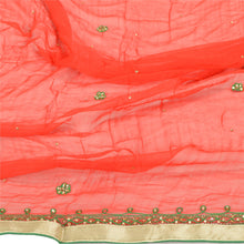Load image into Gallery viewer, Sanskriti Vintage Dupatta Long Stole Pure Chiffon Silk Red Hand Beaded Scarves
