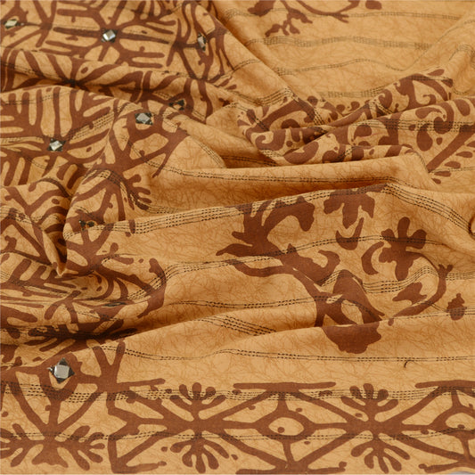 Sanskriti Vintage Dupatta Long Stole Cotton Brown Printed Scarves