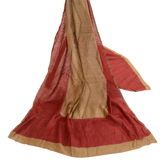 Sanskriti Vintage Dupatta Long Stole 100% Pure Silk Dark Red Printed Scarves