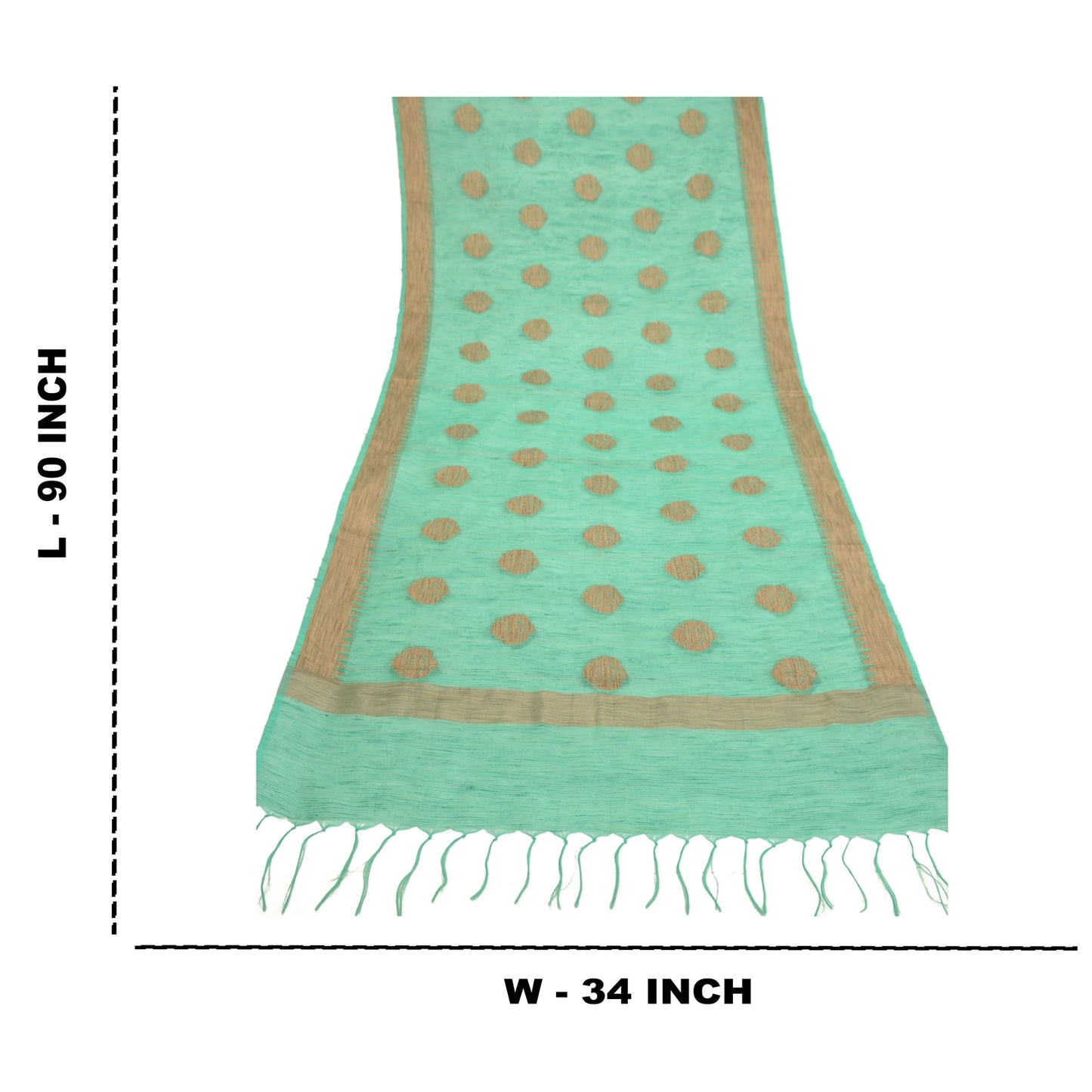 Sanskriti Vintage Dupatta Lange Stole Bomuld Grønne Slør Vævede Wrap Halstørklæder