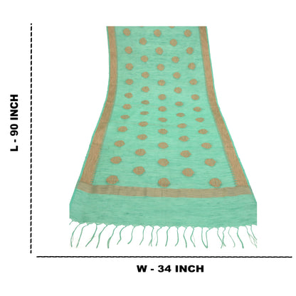 Sanskriti Vintage Dupatta Lange Stole Bomuld Grønne Slør Vævede Wrap Halstørklæder