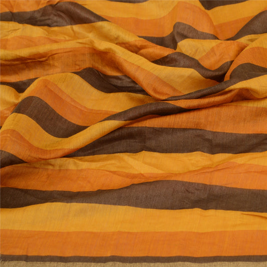 Sanskriti Vintage Dupatta Long Stole Pure Silk Hijab Saffron Printed Scarves
