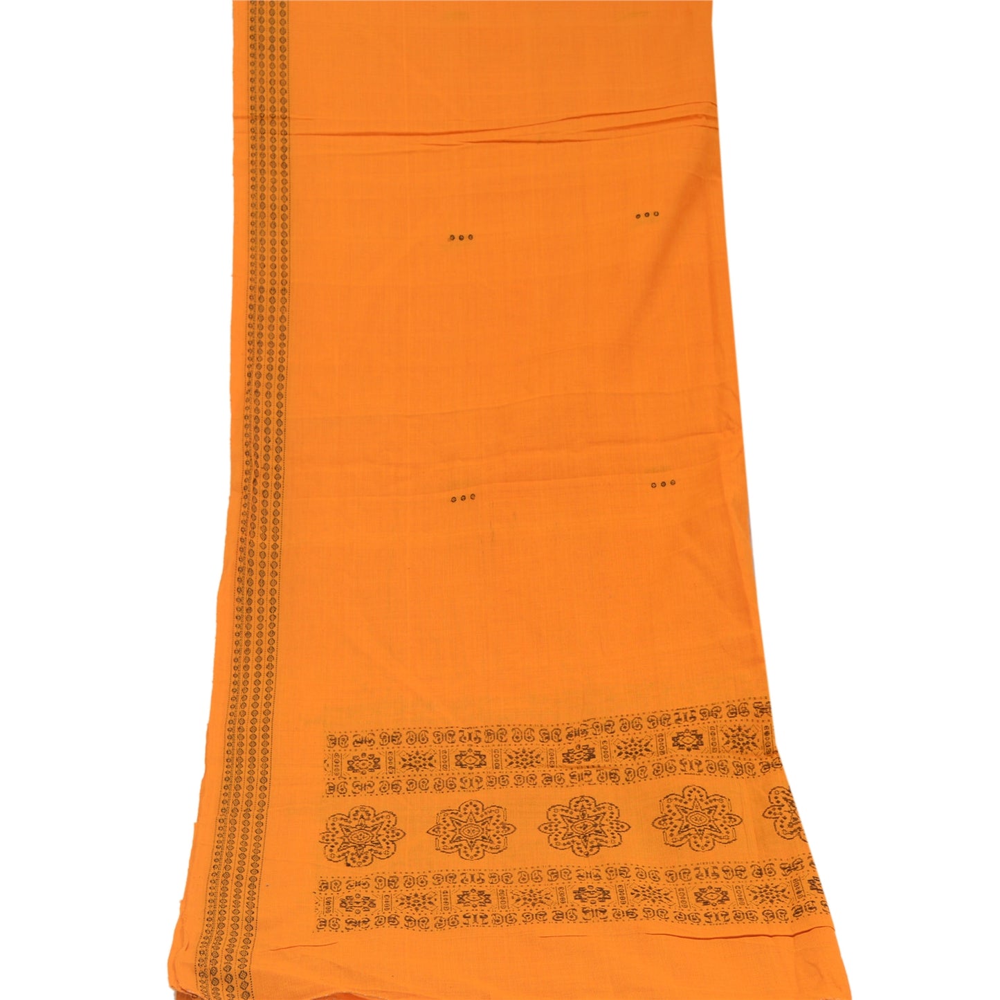 Sanskriti Vintage Dupatta Long Stole Pure Cotton Saffron Woven Wrap Scarves