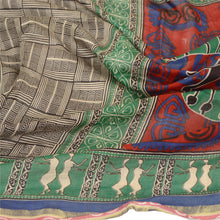 Load image into Gallery viewer, Sanskriti Vintage Dupatta Long Stole Pure Chanderi Silk Green Printed Scarves
