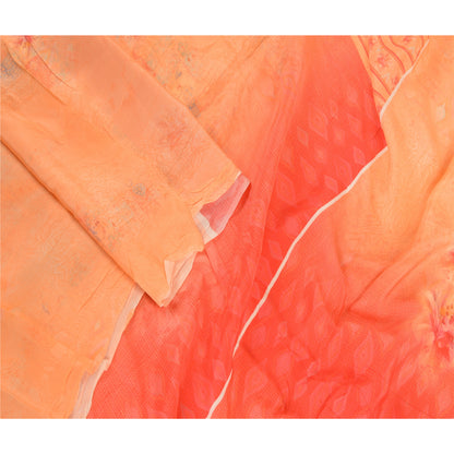 Sanskriti Vintage Dupatta Long Stole Blend Silk Peach Digital Printed Scarves