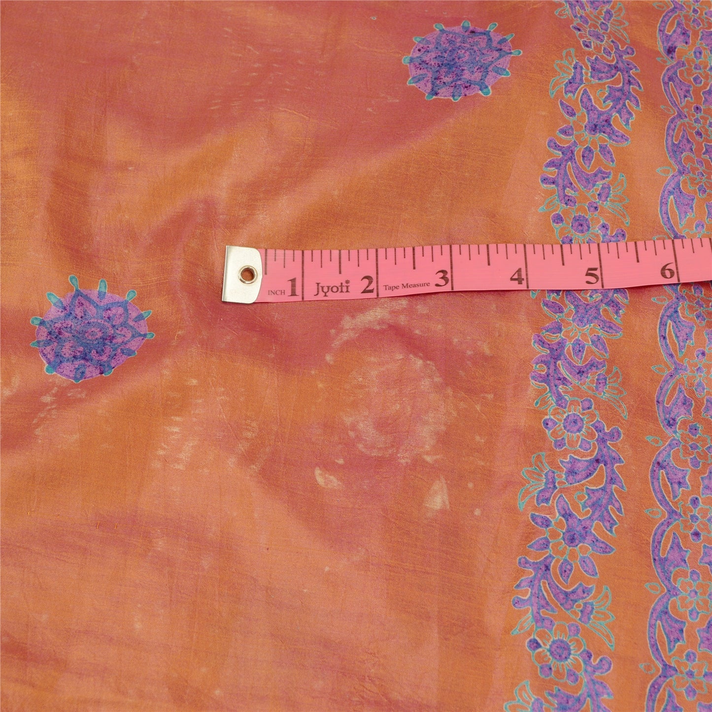 Sanskriti Vintage Dupatta Long Stole Pure Silk Pink Hijab Printed Floral Scarves