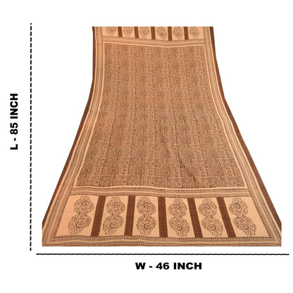 Sanskriti Vintage Dupatta Long Stole Art Silk Brown Printed Woven Scarves