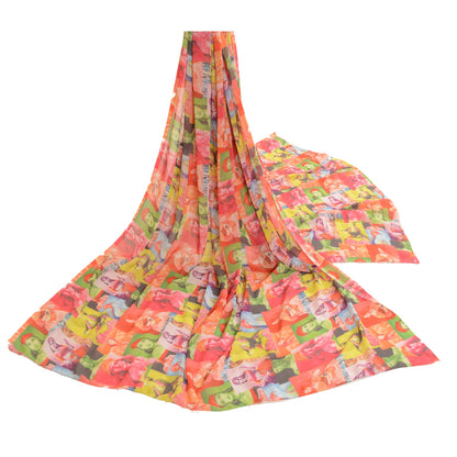 Sanskriti Vintage Dupatta Long Stole Georgette Digital Printed Human Scarves