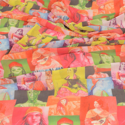 Sanskriti Vintage Dupatta Long Stole Georgette Digital Printed Human Scarves