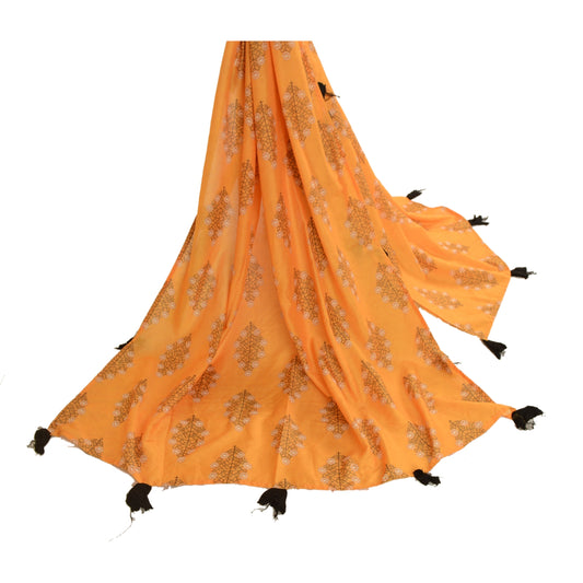 Sanskriti Vintage Dupatta Long Stole Pure Silk Hijab Printed Wrap Floral Scarves