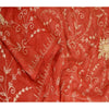 Sanskriti Vintage Dupatta Long Stole Chiffon Red Veil Hand Beaded Scarves