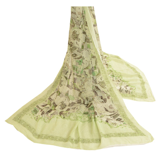 Sanskriti Vintage Dupatta Long Stole Blend Georgette Green Digital Printed Veil