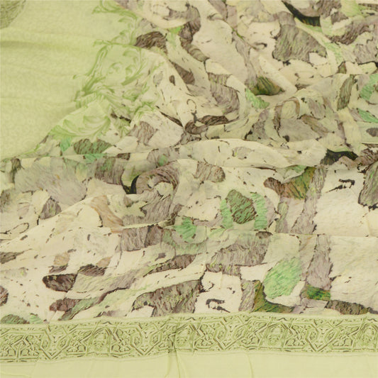 Sanskriti Vintage Dupatta Long Stole Blend Georgette Green Digital Printed Veil