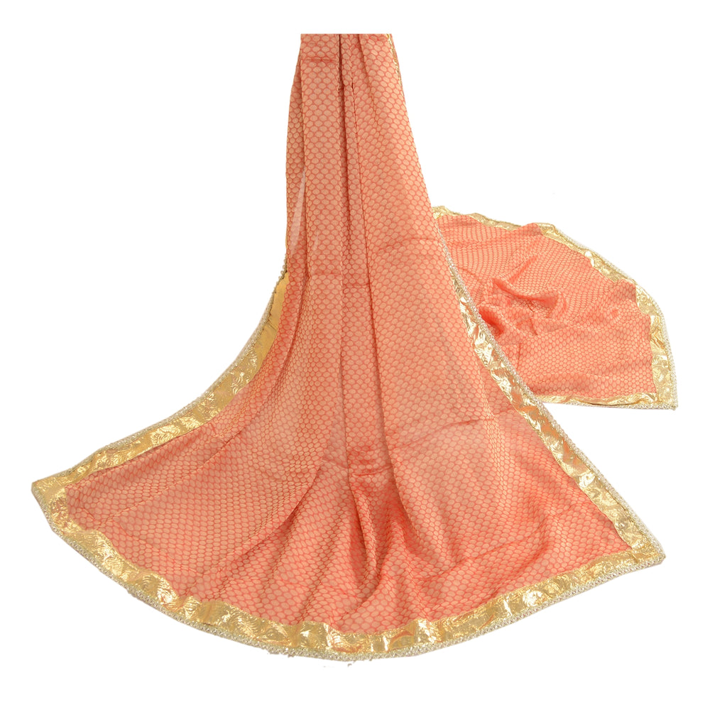 Sanskriti Vintage Dupatta Long Stole Georgette Red Woven Gota Work Scarves