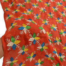 Load image into Gallery viewer, Sanskriti Vintage Dupatta Long Stole Cotton Red Handmade Phulkari Wrap Scarves
