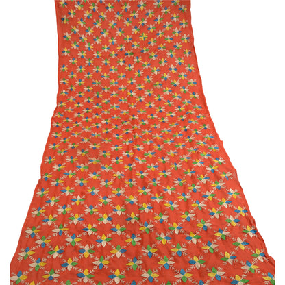 Sanskriti Vintage Dupatta Long Stole Cotton Red Handmade Phulkari Wrap Scarves