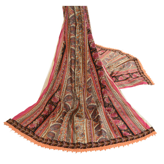Sanskriti Vintage Dupatta Long Stole Cotton Multi Color Printed Floral Scarves