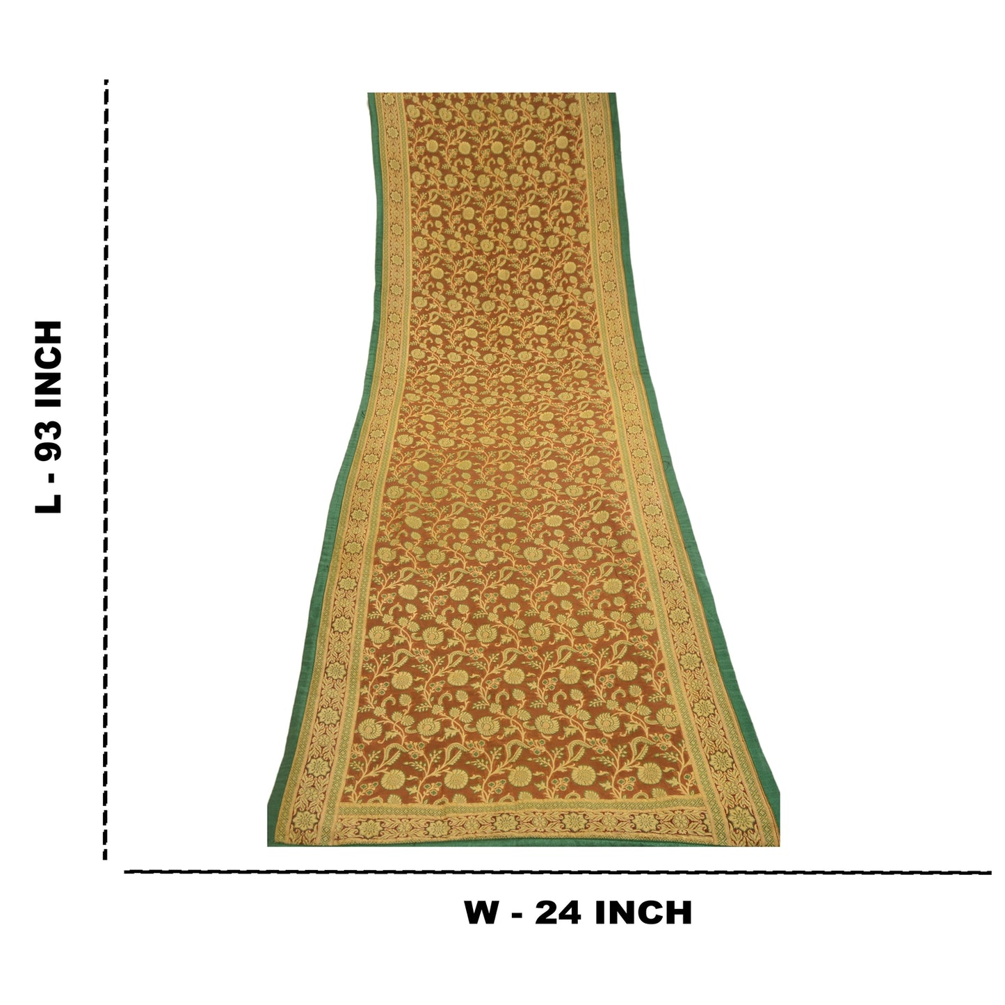 Sanskriti Vintage Dupatta Long Stole Pure Silk Brown Hijab Woven Scarves