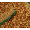 Sanskriti Vintage Dupatta Long Stole Pure Silk Brown Hijab Woven Scarves