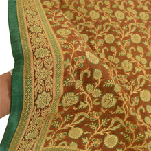 Load image into Gallery viewer, Sanskriti Vintage Dupatta Long Stole Pure Silk Brown Hijab Woven Scarves
