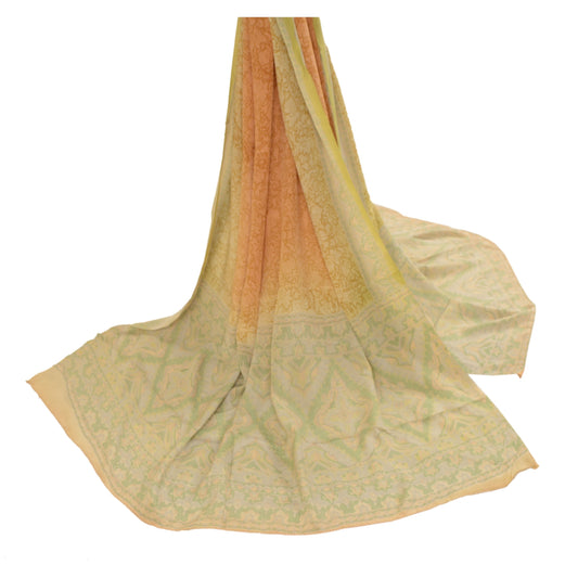 Sanskriti Vintage Dupatta Long Stole 100% Pure Silk Green Printed Soft Scarves