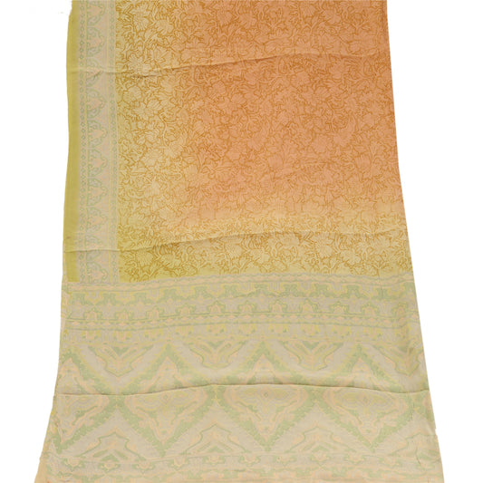 Sanskriti Vintage Dupatta Long Stole 100% Pure Silk Green Printed Soft Scarves