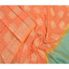 Sanskriti Vintage Dupatta Long Stole Chanderi Peach Hijab Woven Floral Scarves