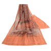 Sanskriti Vintage Dupatta Long Stole Chanderi Orange Hijab Printed Scarves
