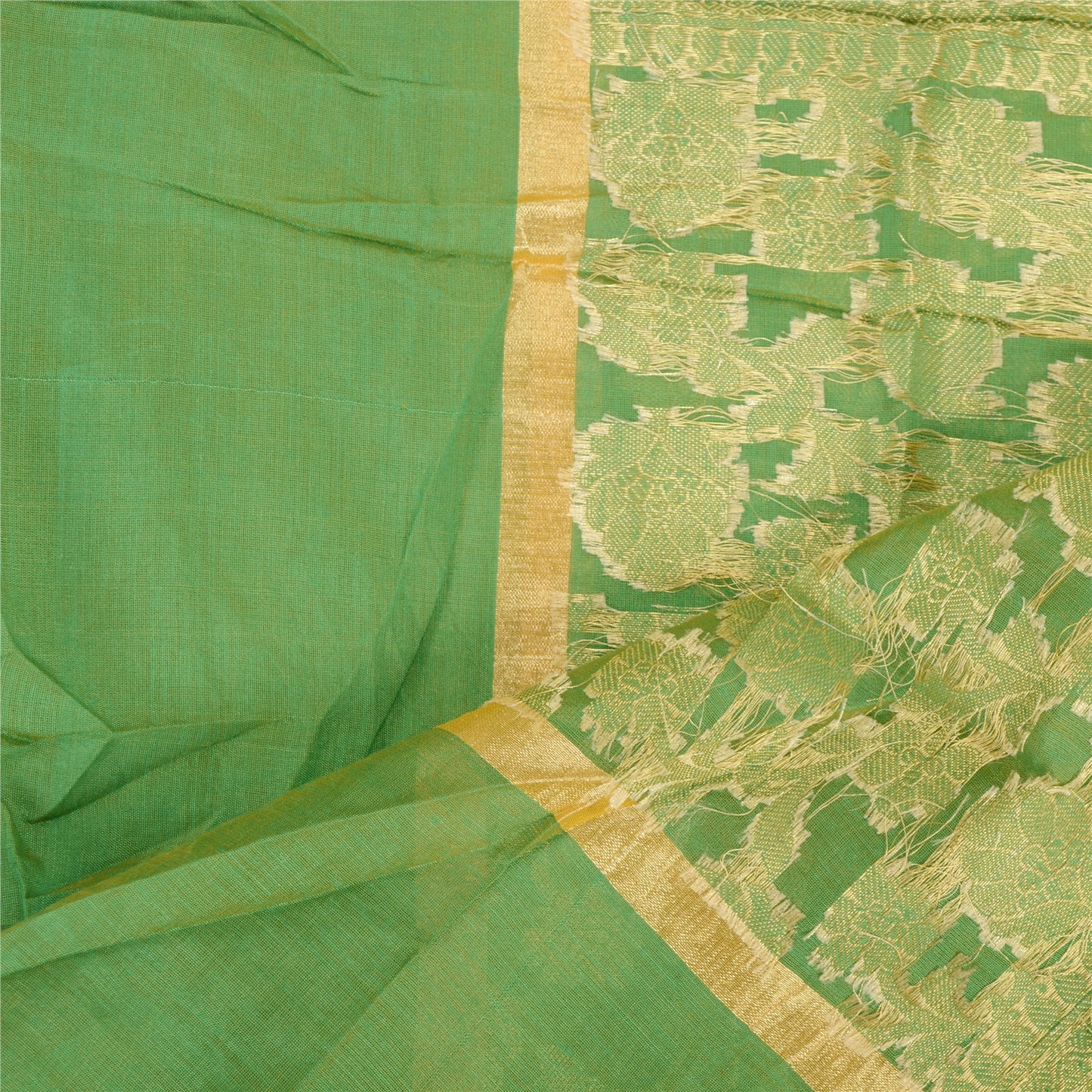 Sanskriti Vintage Dupatta Long Stole Chanderi Grønne vævede tørklæder